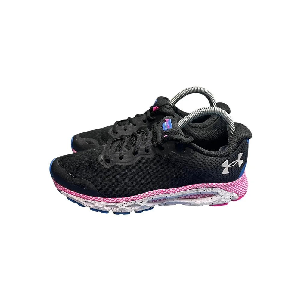 Under Armour HOVR Infinite Black Pink Blue Running Shoes 3025217-003 Womens 9